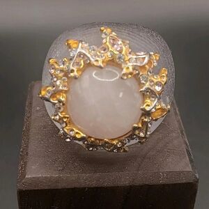 Gold and Silver Women's Ring with Pink Accents